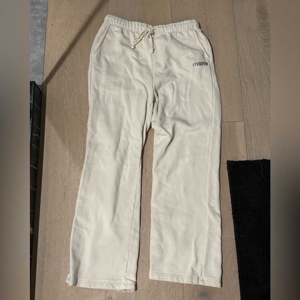 Matte Cream Casual Drawstring Joggers